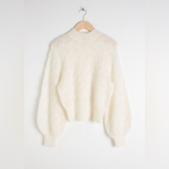 & OTHER STORIES Eyelet Knit Wool Blend Sweater - Picture 3 of 9